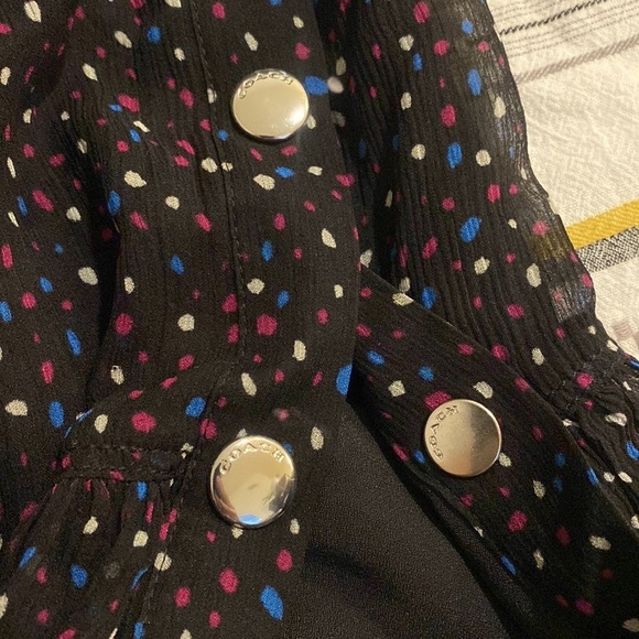 COACH Silk Tiered Midi skirt Button Twee Luxury - Picture 9 of 11